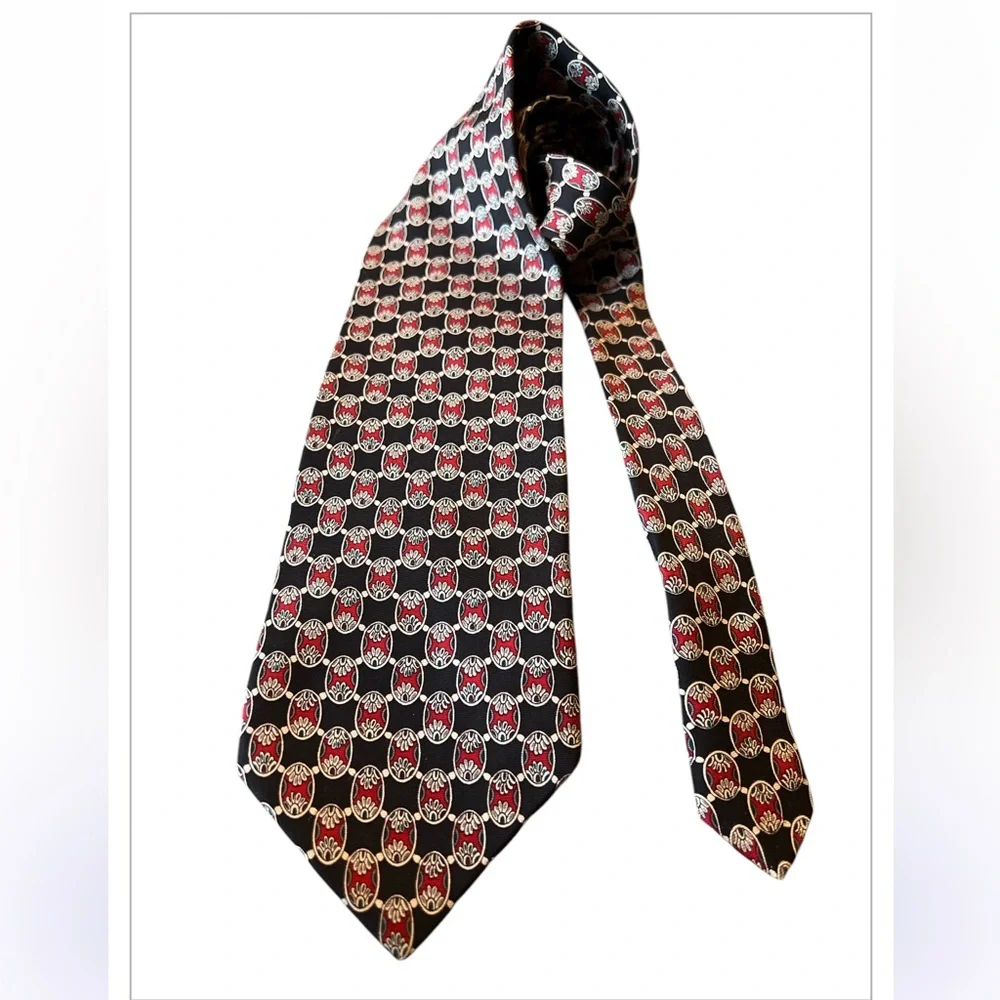 Carlo Palazzi Silk Geometric Abstract Tie Hand Made in Italy 4”W 59”L